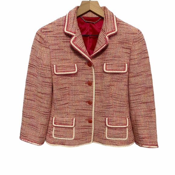 Elie Tahari Jackets & Blazers - Elie Tahari Tweed Blazer Size M Pink